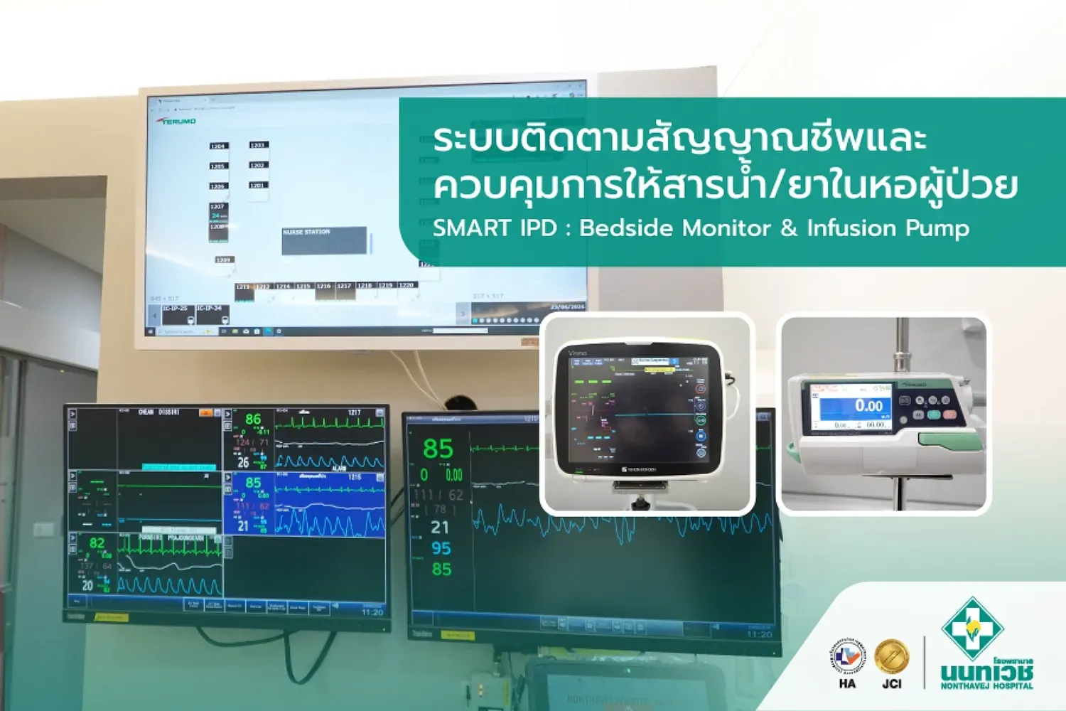 ระบบติดตามสัญญาณชีพและควบคุมการให้สารน้ำ/ยาในหอผู้ป่วย SMART IPD : Bedside Monitor & Infusion Pump